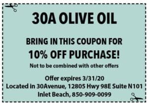 Sowal March 2020 Coupons 30a Olive Oil