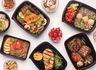 Restaurant Healthy Food Delivery In Take Away Boxes