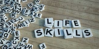 Life Skills Written In Letter Tiles Wood