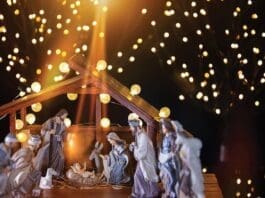 Christmas Nativity Scene; Jesus Christ, Mary And Joseph