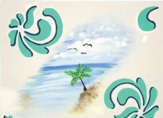 Maggie Kalina Palm With Birds On Shore