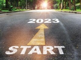 Start To 2023 Written On The Road On Nature Background With Sunlight