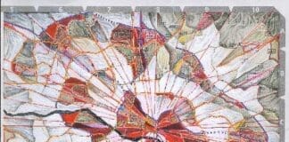 Va.rch, 2023, Acrylic, Pencil & Pen On Printed Paper Map, 9.5 X 8