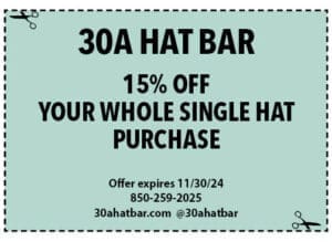 Sowal Life 2024 Nov Coupons 30a Hat Bar