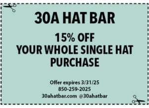 South Walton Life Coupons 2025 March 30a Hat Bar